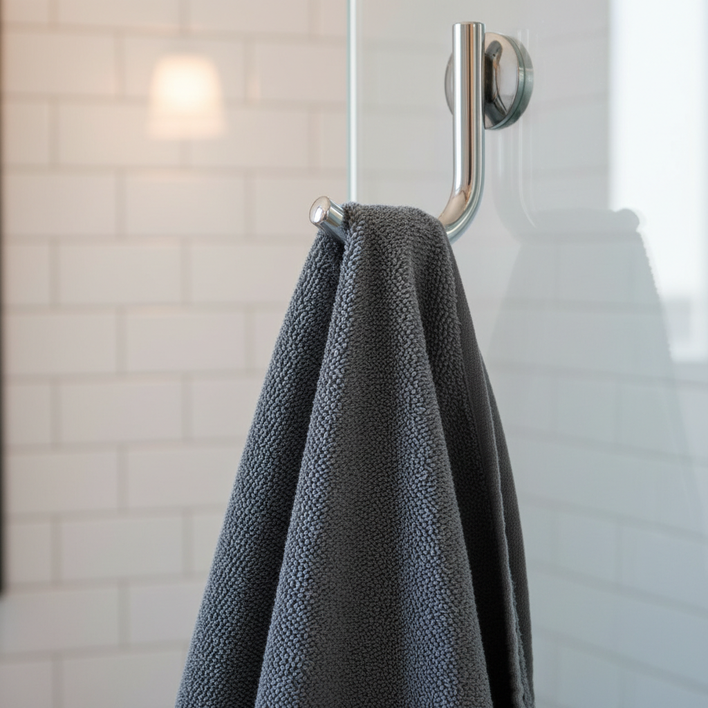 Pre shave towel on door hanger